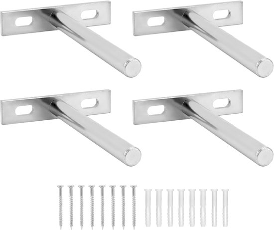 Unsichtbare Regalträger Wandregalhalterungen 4er Set 75 Mm Verdecktes Befestigungssystem Für Holzregale Verzinktes Eisen Silber Größe S 4 Stück