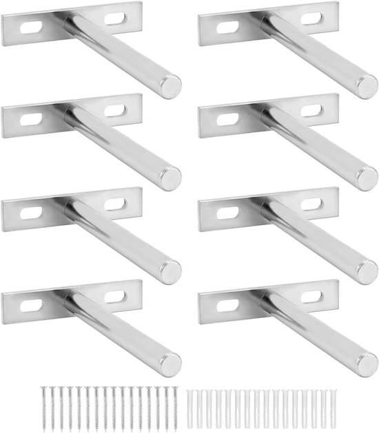Unsichtbare Regalträger Wandregalhalterungen 8er Set 100 Mm Verdecktes Befestigungssystem Für Holzregale Verzinktes Eisen Silber L 8 Stück