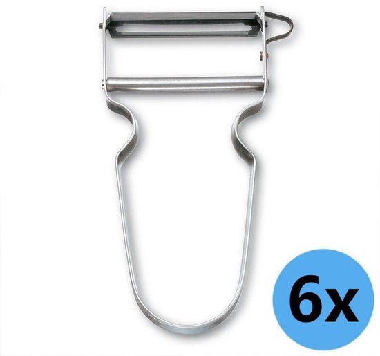 6-teiliger Sparschäler – Kartoffelschäler – Doppelseitige Klinge – Extra Scharf – Metallgriff – 11,5 X 5 Cm – Silber