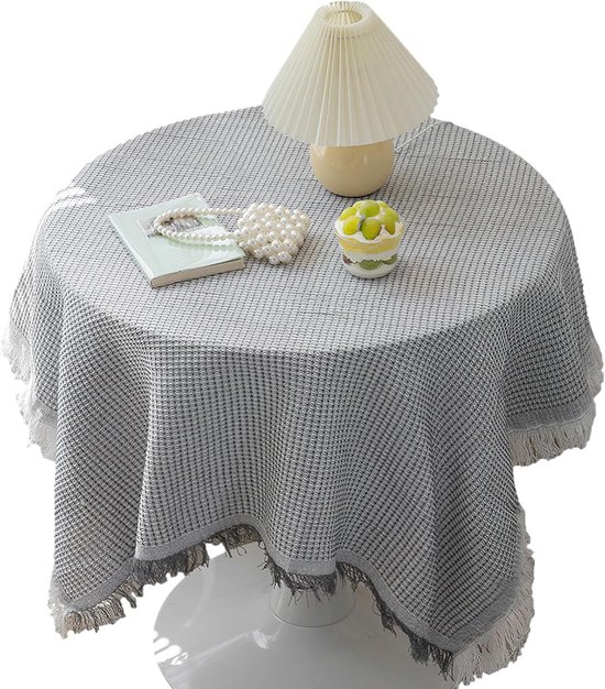 Tischdecke Knitterfreie Tischdecke Tischdekoration Mit Quasten 90 X 90 Cm Für Küche Und Esszimmer Grau