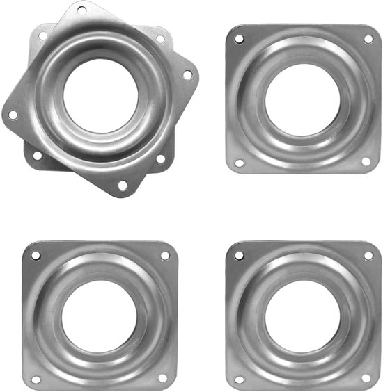 4 Stück Drehteller Drehtellerlager 360° Drehbar Drehtellerlager Silber 7,2 X 7,2 X 0,85 Cm Kaltgewalzter Stahl Für Vitrinen, Bücherregale, Kleide