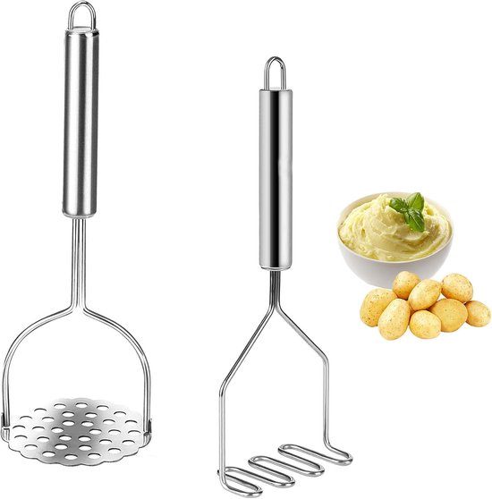 2 Teiliger Kartoffelstampfer Küchenutensil Stampfer Zum Pürieren Von Gemüse Und Kartoffeln Edelstahl Silber