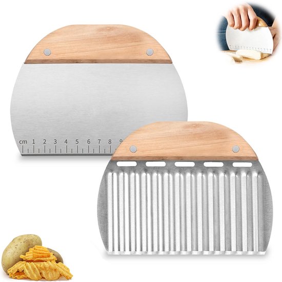 2 Teilig Teigschaber Mit Messskala Mehlschneider Mit Messskala Gezacktes Pommes Frites Messer Silber Teigschaber Nudelschneider Teigschneider Aus