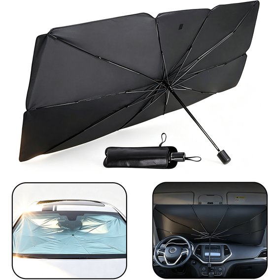 140 X 78 Cm Auto-sonnenschutz Regenschirm In Titansilber Uv-beständiger Und Wärmeisolierender Sonnenschutz Für Die Windschutzscheibe Faltbar Und