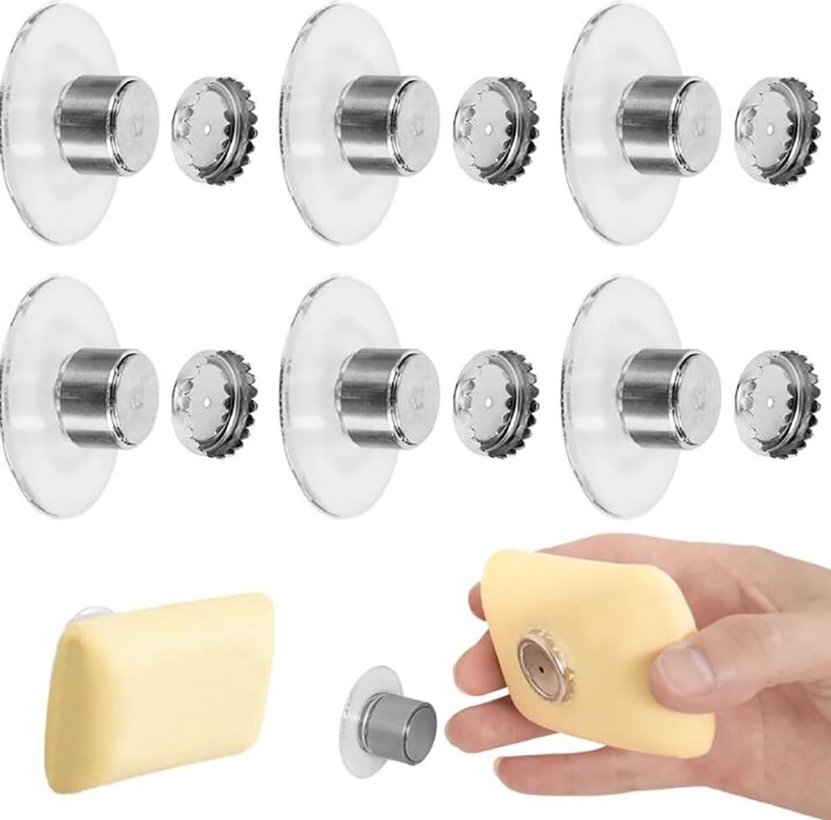 6-teiliges Magnetisches Seifenschalen-set – Magnetischer Seifenhalter Mit Saugnapf – Magnetischer Duschseifenhalter – Wandmontage Aus Edelstahl – Kein Bohren Erforderlich – Für Bad, Küche Und Wc – 40