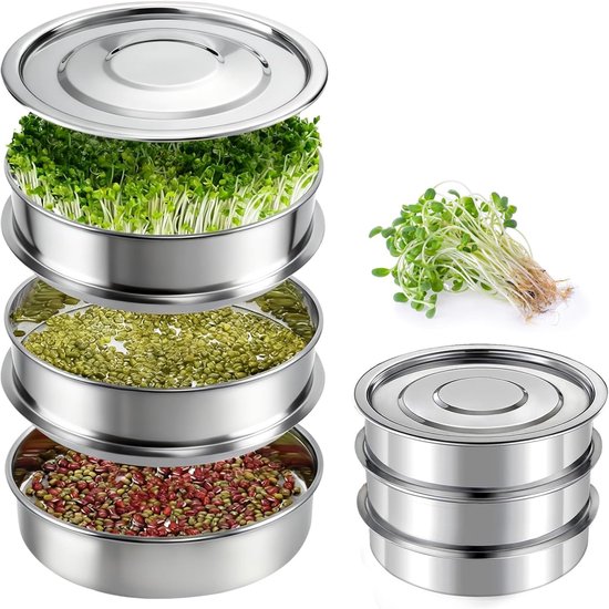 Anzuchtschale Anzuchtschale 3 Stöckiges Keimbox Set Stapelbare Edelstahl Keimboxen Als Keimschalen Anzuchtschalen Für Keimlinge Und Microgreens