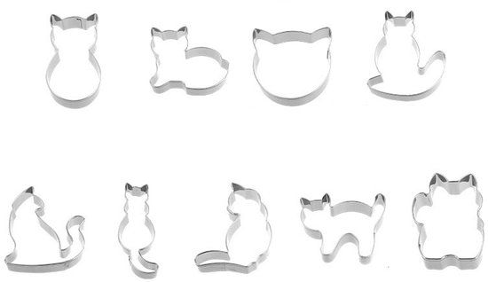 9 Teiliges Keksformen Set Ausstecher Keksform Backblech Kreative Katzen Keksformen Backzubehör Fruchtausstecher Silber Edelstahl Ausstecher