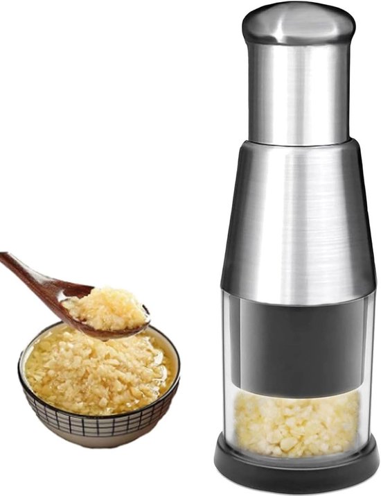 Manuelle Knoblauchpresse Edelstahl Kompakter Zerkleinerer Für Knoblauch, Zwiebeln Und Paprika Silber