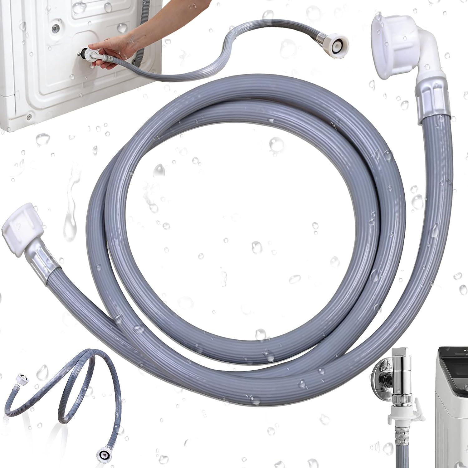 Universeller 3/4-zoll-wasserzulaufschlauch, 1 M Wasserverlängerungsschlauch, 20 Bar, Für Geschirrspüler, Waschmaschine, Trockner, Mit Gewindeanschlüssen (grau)