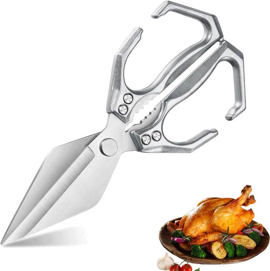 Multifunktionale, Robuste Küchenschere Aus Edelstahl, Geeignet Für Lebensmittel, Geflügel Und Gemüse (silber).
