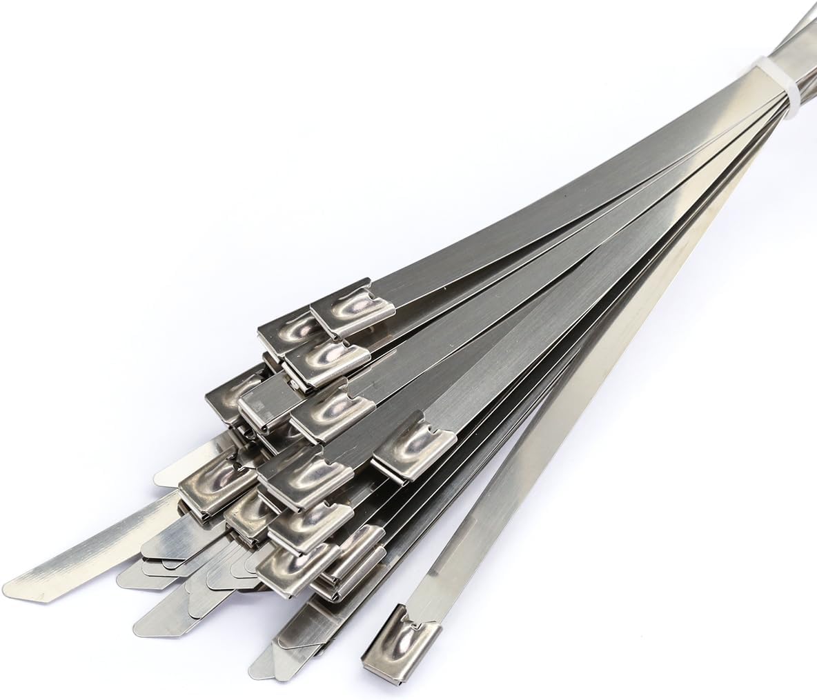 800 X 7,9 Mm Metall-kabelbinder, Silberfarbene Edelstahl-kabelbinder, Hochleistungs-kabelbinder – Metall-kabelbinder – Tragkraft 120 Kg, 20er-packung
