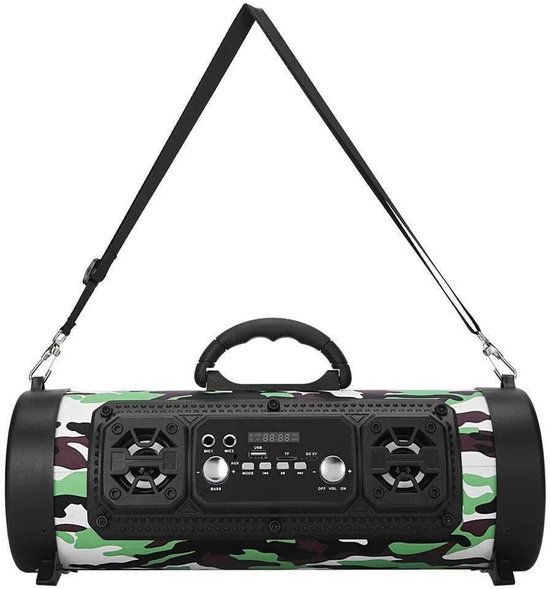 Tragbarer Bluetooth-lautsprecher 3000 Mah Kabelloser Lautsprecher Mit Subwoofer 15 W Leistung Bluetooth-lautsprecher Mit Fm-radio Und Für Den Und Grün