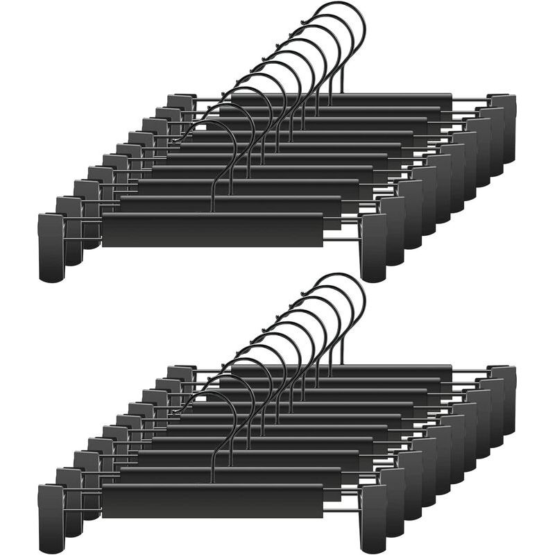Hosenbügel, Platzsparende Rockbügel Mit 360° Drehbaren Haken, Verstellbare Clipbügel, Kleiderbügel Für Kleidung, Mäntel Und Jeans (20er-pack, Schwarz)