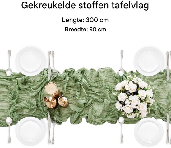 Tischläufer Aus Salbeigrünem Käsetuch 90 X 300 Cm Weich, Wiederverwendbar Und Elegant Für Hochzeiten, Partys Und Als Dekoration Für Ihr Zuhause