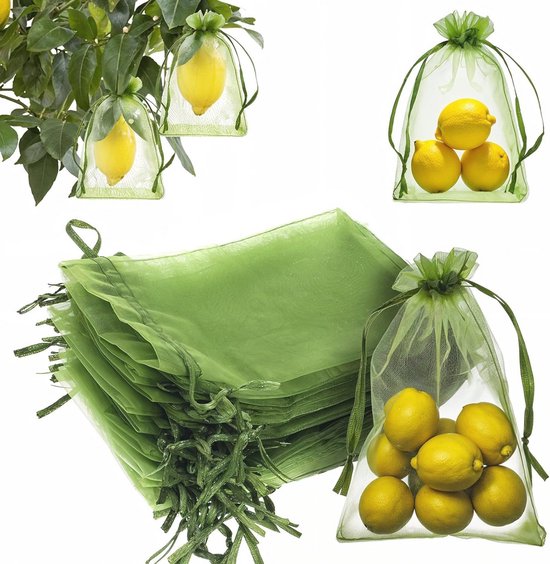 50 Obstschutzbeutel Grüne Netzabdeckung Mit Kordelzug Zur Schädlingsbekämpfung Im Garten