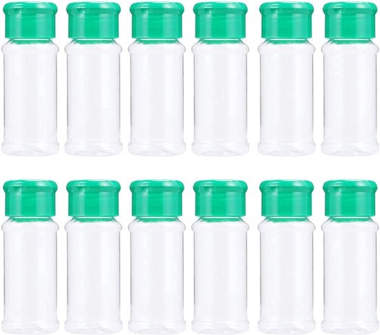 Dailygoody - Leere Gewürzgläser - 12er-set - Ideal Für Kräuter Und Gewürze - Grün - Praktische Aufbewahrungsflaschen - Perfekt Für Die Küche - 100 ..