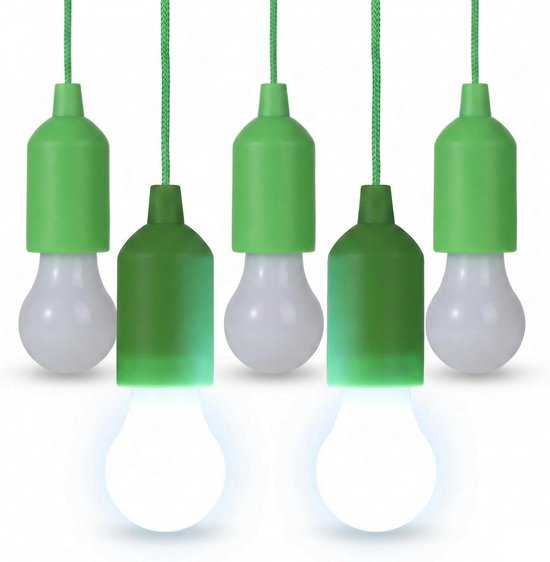 Led-zugschalterlampe – Tragbares Nachtlicht – Für Partys Und Camping – Batteriebetrieben – 40 Lumen – Grün