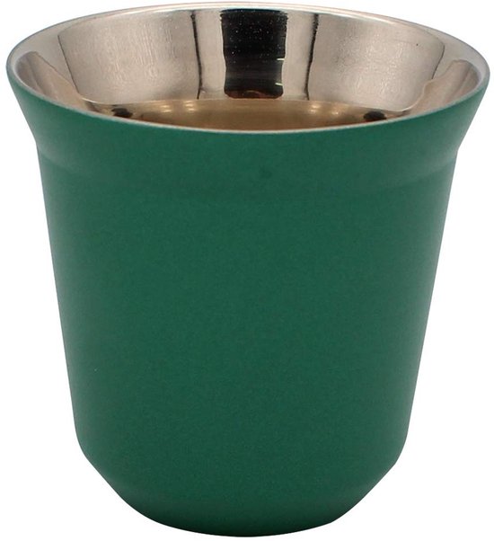 Dailygoods Thermoseparierter Kaffeebecher Edelstahl Ergonomisch Farbe Grün Fassungsvermögen 85 Ml Abmessungen 6 Cm X 6 Cm X 3 2 Cm Espressobecher