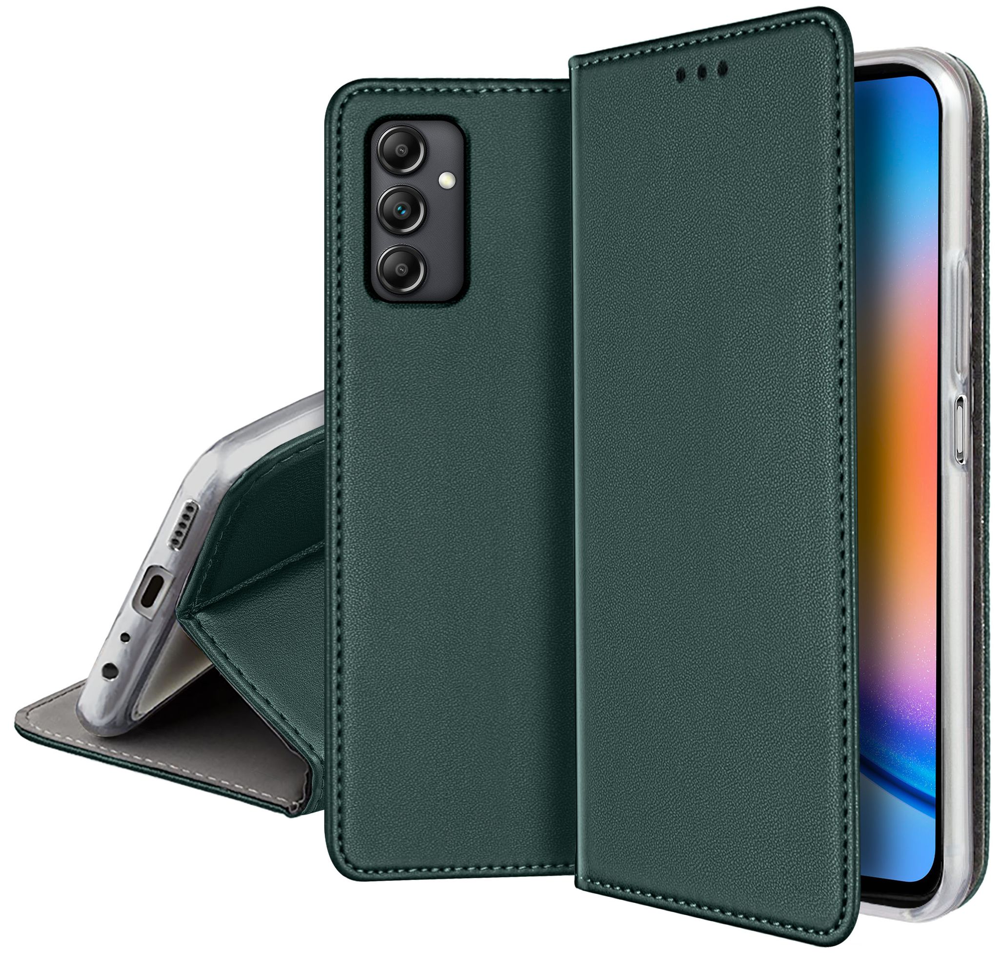 Schutzhülle Für Samsung Galaxy A15 4g/a15 5g Smart Magnetic Book Grün + Glas