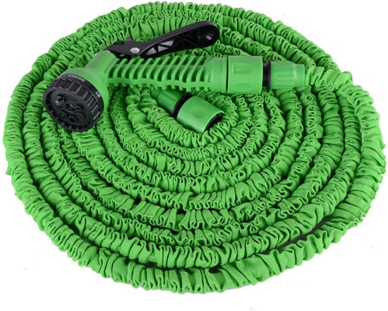 Flexibler Gartenschlauch, 15 Meter, Grün Inklusive Sprühdüse