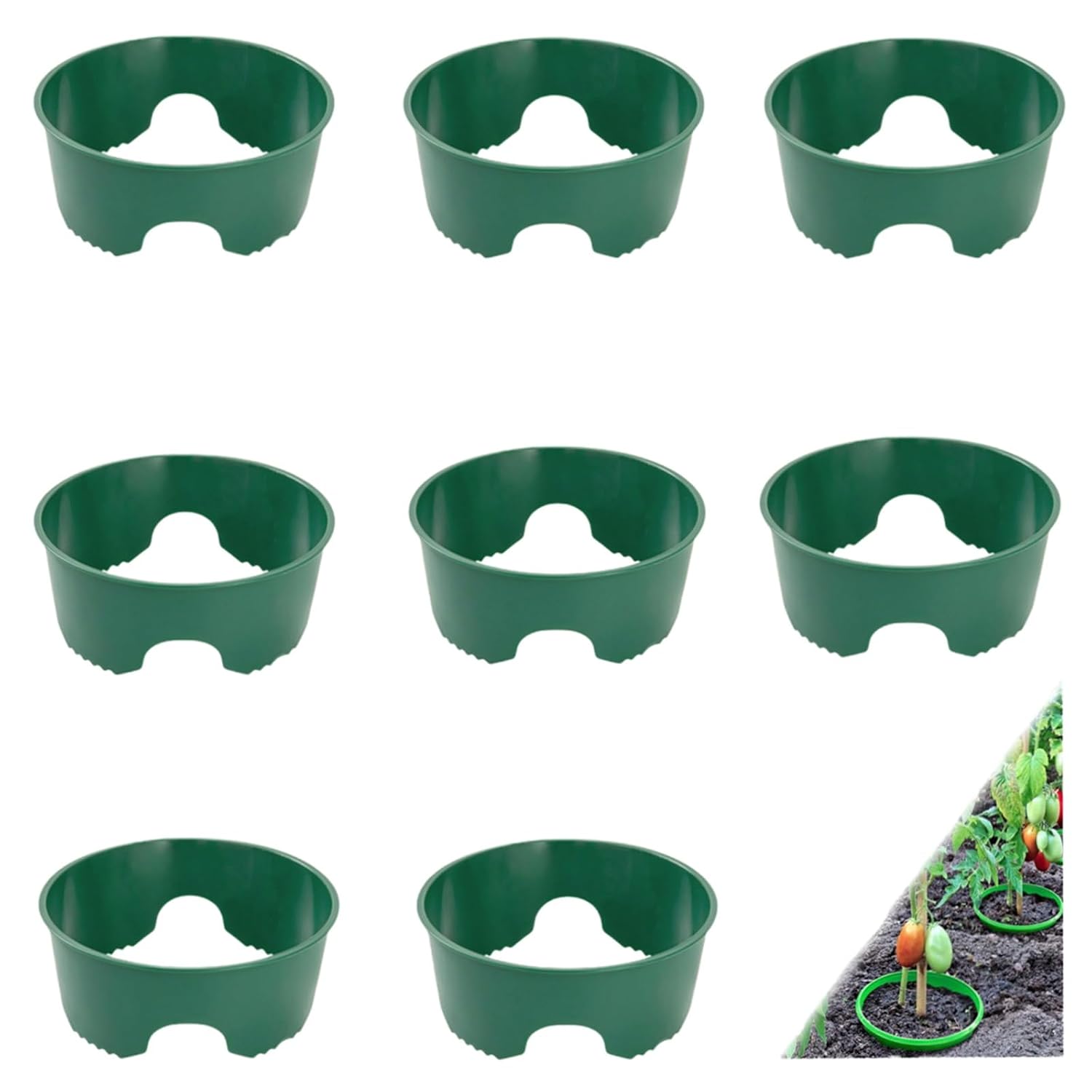 Set Mit 8 Pflanzenschutzringen Mit Abgerundeten Kanten Zum Schutz Und Zur Einrahmung Von Gartenpflanzen, Gemüse, Kräutern Und Blumen