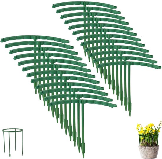 24 Teilig Halbkreisförmige Pflanzenstütze Blumenstützring Grün 14 X 24 Cm Spezielle Stütze Für Blühende Pflanzen Kletterpflanzenstütze Grüne, Hal