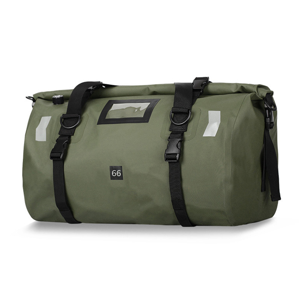 Wasserdichte Motorradtasche, Große Wasserdichte Reisetasche Mit Rollverschluss, Schultergurt, Reflektierendes Design (olivgrün, 66 L)
