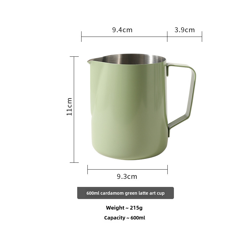 Kaffeebecher Aus Edelstahl 304, Spitz Zulaufend, Blumenförmig, Milchkännchen, Farbverlauf, Kreatives Küchenutensil (600 Ml, Grün Gepunktet)