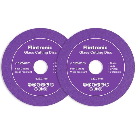 Flintronic 2er-pack Glastrennscheibe, 125 Mm Diamant-fliesentrennscheibe, Diamanttrennscheibe, Fliesentrennscheibe Für Flaschen, Porzellan, Jade, Granit, Glas (125 X 22,23 Mm)