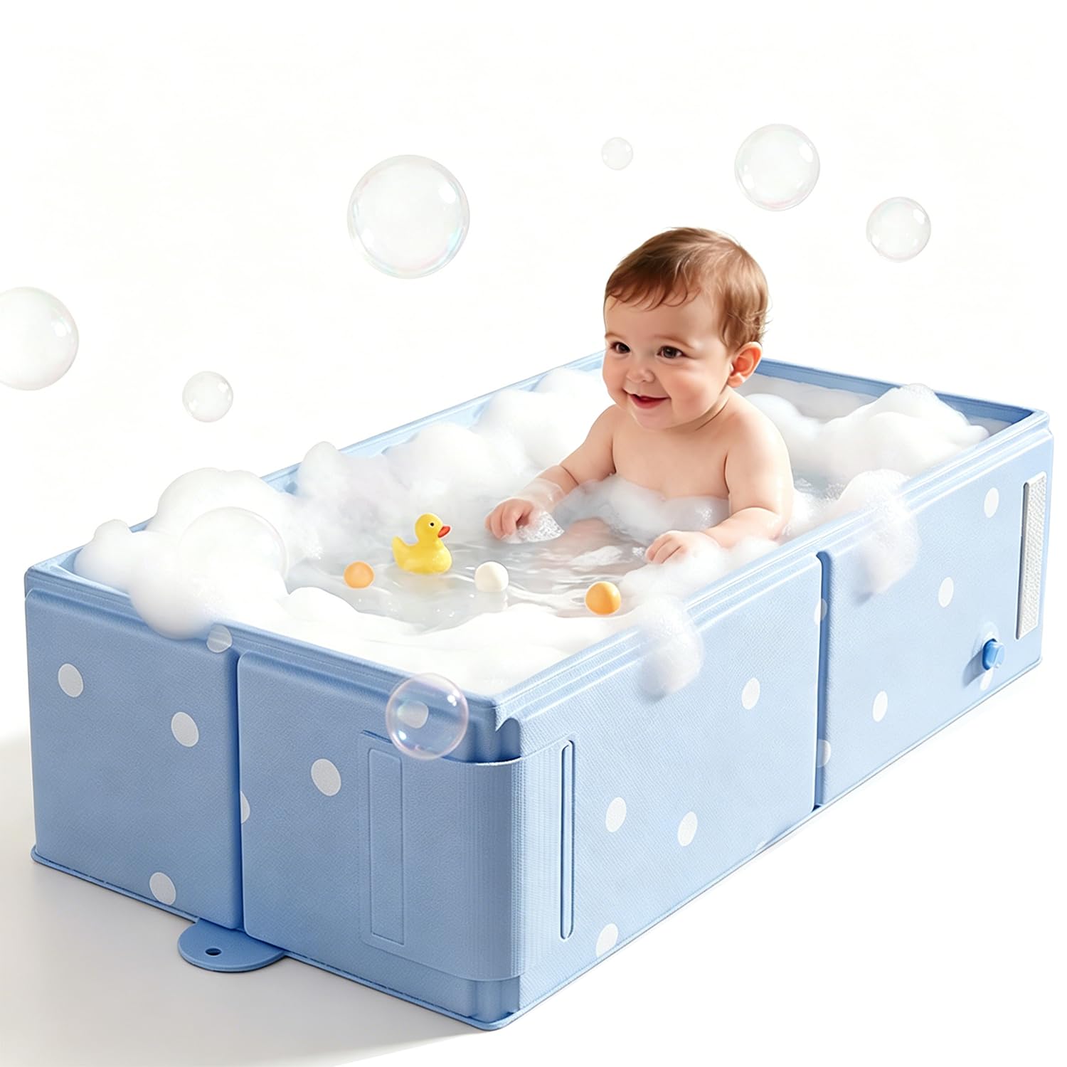 Baby Foldable Bathtub, Large Bathtub For Infants And Toddlers From 0 To 36 Months, Foldable Portable Travel Bathtub With Non-slip Base And Drain Plug, Space Saving For Small