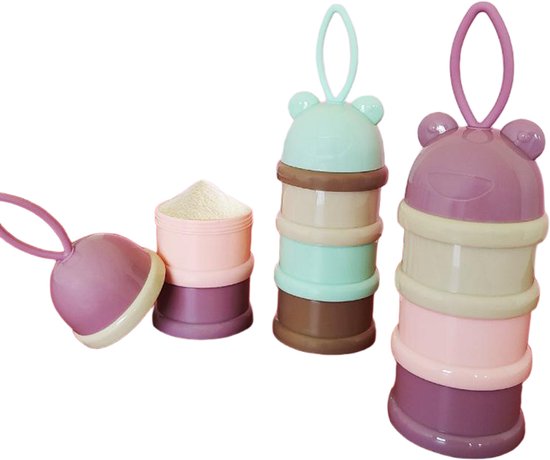 Milchspender – Tragbarer Milchpulverspender Mit 4 Fächern Und Ausgießer – Stapelbar – Geeignet Für Snacks – Milchpulver – Snacks – Hellblau – Größe 25