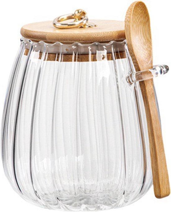 2 Glasbehälter Mit Bambusdeckel Und Löffel, 700 Ml Luftdichte Vorratsgläser Mit Metallgriff, Für Tee, Kaffee, Zucker, Süßigkeiten Und Kekse.