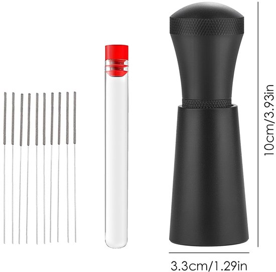 Abnehmbarer Kaffeespender Aus Aluminium Espressospender Mit Ständer Und 7 Nadeln 0 35 Mm Kaffeenadelspender Für Baristas 3 Zusätzliche 0,35 Mm