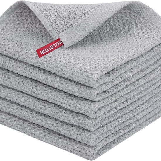Küchentücher Aus 100 % Baumwolle, Saugfähig, Weich, Schnelltrocknend, Geschirrspülzubehör, 10er Pack, 33 X 33 Cm, Hellgrau
