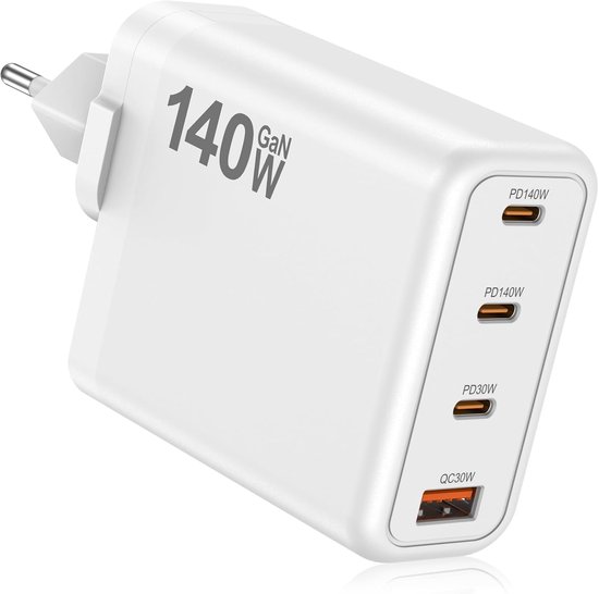 Usb C Ladegerät 140 W 4 Port Gan Schnellladegerät Usb C Ladegerät, Pd Mehrfach Netzteil Schnellladegerät Für Iphone 17 Pro Max/17/16 Serie, Macbo