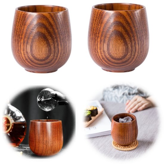 Set Aus 2 Teetassen Aus Naturholz – Für Tee Und Jujube – Handgefertigte Tassen – Für Kaffee Und Bier