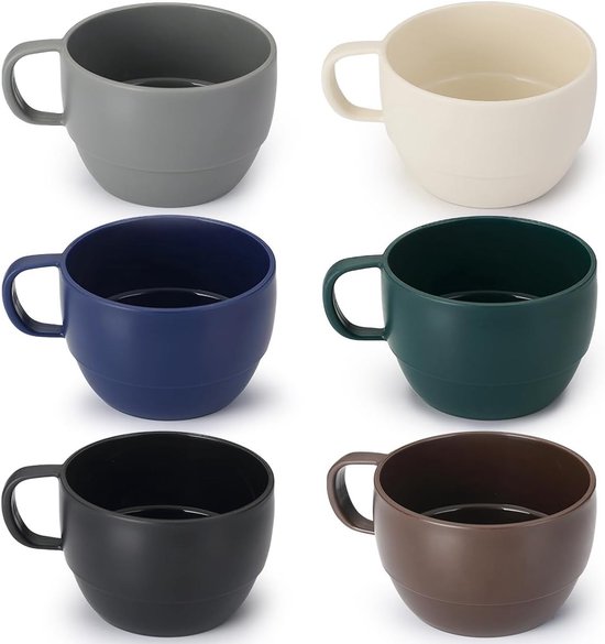 6er Set Kaffeebecher 350 Ml Robuste, Leichte Kunststoffbecher Für Zuhause, Outdoor, Picknick Und Camping Perfektes Geburtstagsgeschenk