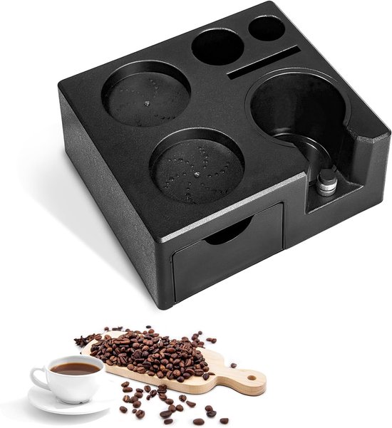 7-in-1 Tamperstation (51/54/58 Mm), Siebträgerhalter Mit Dosierschlitz Und Aufbewahrungsschublade, Espressozubehör Für Baristas