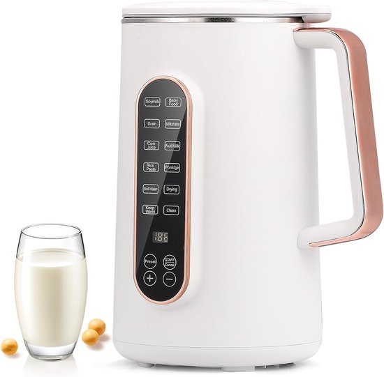 Nussmilchbereiter 1 2 Liter 8-in-1-automat Für Sojamilch Mandel Hafer Und Milchfreie Getränke 10 Klingen 12-stunden-startzeitvorwahl Und 220 V 1,2