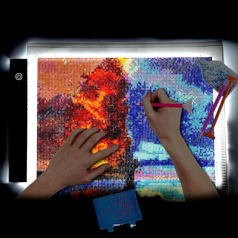 A4 Led-leuchttafel Mit 3 Dimmstufen, Tragbarem Zeichenbrett Und Diamantmalerei-funktion