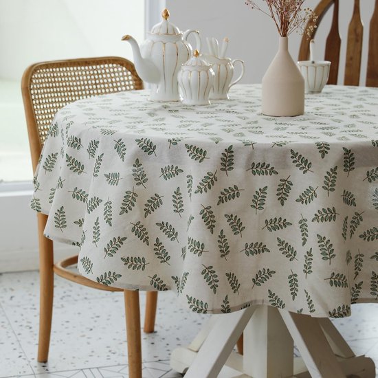 Runde Tischdecke Tischdecke Im Rustikalen Stil Waschbar Staub Und Knitterfrei Blattmotiv Für Den Innen Und Außenbereich Durchmesser: 150 Cm