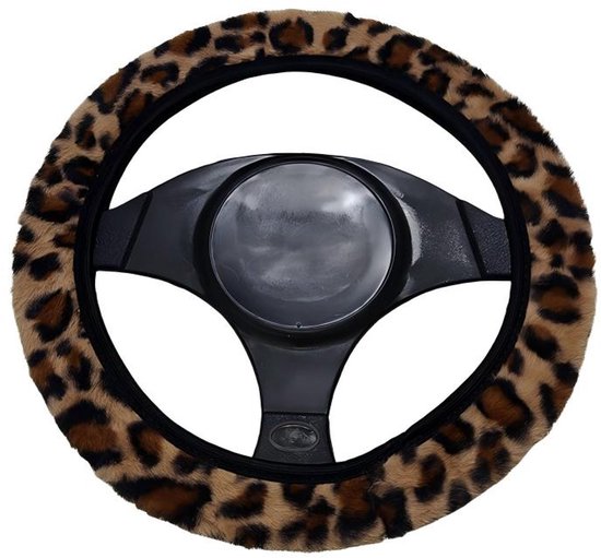 Für Autolenkräder Mit 38 Cm Durchmesser Plüsch Lenkradbezug Mit Leopardenmuster Im Winterstil Plüsch Ohne Innenring Aus Mikrofaser Universell Wei