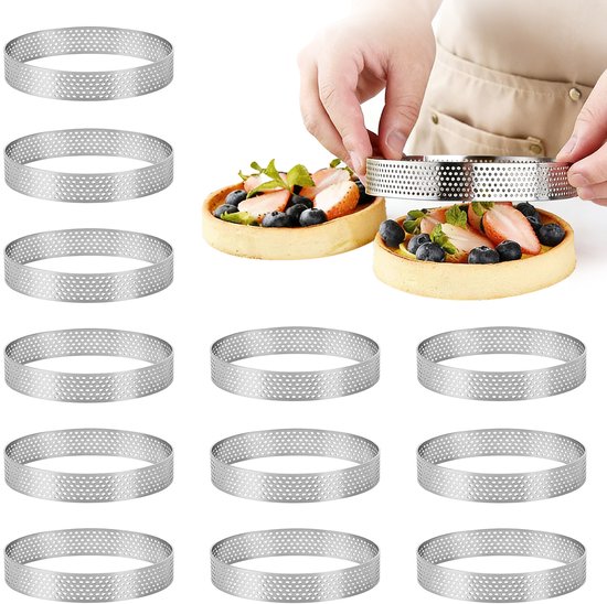 Mousse Tartelette Förmchen 12 Stück, 6 Cm, Edelstahl Dessert Mousse Tartelette Ringe Mit Löchern Backformen Für Tartelettes Backformen Für Kuchen