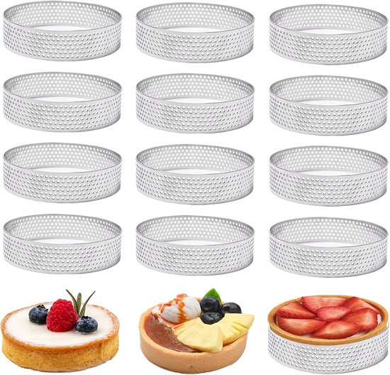 Mousse Tartelette Förmchen 12 Stück, 8 Cm, Edelstahl Dessert Mousse Tartelette Ringe Mit Löchern Backformen Für Tartelettes Backformen Für Kuchen