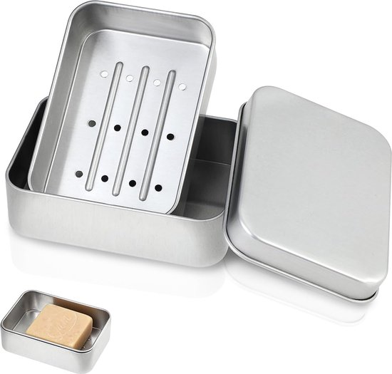 2 Quadratische Aluminium Seifenboxen (8 X 8 X 3,9 Cm) Mit Deckel Für Herrenrasierseifen, Reisen, Fitnessstudio, Zuhause, Badezimmer Und Camping S