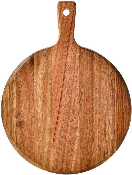 Schneidebretter Aus Akazienholz, 30 Cm Rundes Pizzabrett Mit Griff, Schneidebrett, Käsebrett, Holzschneidebrett, Pizzaschieber, Obstbrett, Backbl