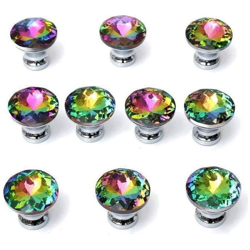 Set Mit 10 Diamant-kristallglas-knöpfen Für Schrank- Und Schubladentüren, 30 Mm (10er-set) (mehrfarbig)