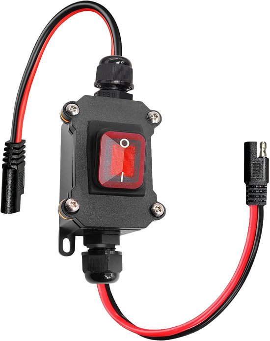 Gleichstromschalter Mit Direktem Durchgang Und Sae Stecker Kabelschalter Mit Roter Kontrollleuchte 12 24 V/12agw Dpst Kippschalter Zwei Positione