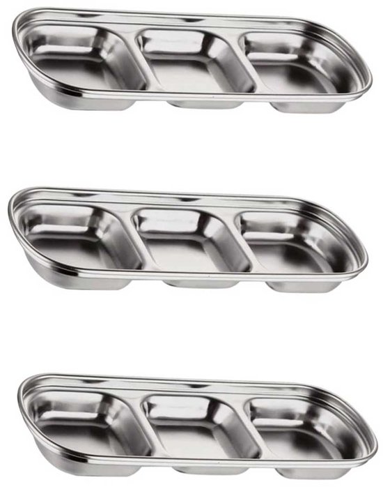 3 Teiliges Dip Set Grill Dip Set Drei Saucenteller Aus Edelstahl Schalen Für Sojasauce, Salz, Essig, Zucker Und Kräutersauce Für Koreanisches Bar