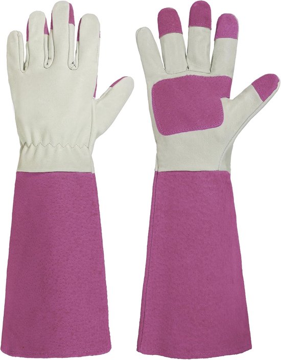 Gartenhandschuhe Für Damen Und Herren, Dornenfeste Lange Handschuhe, Schweinsleder - Atmungsaktiv Und Strapazierfähig (l)